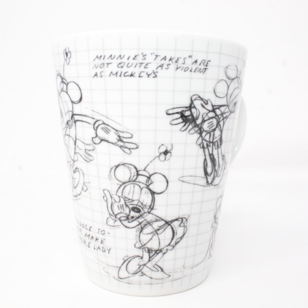 Disney Minnie Mouse Sketch Book Coffee Mug Black White Animation Drawing 2008 - Picture 2 of 7